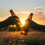 alcohol cheers on beach