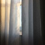 a dark blackout curtain