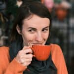 a coffee drinker in cafe