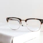 a pair of glasses on display