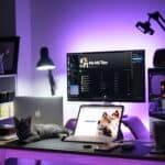 a remote work setup in home