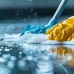 someone deep cleaning in home
