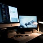 a monitor and computer